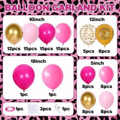 Cheetah Print Balloon Arch Kit, Hot Pink Gold Balloons - Image 2