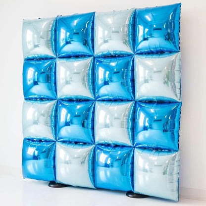 Metallic Navy Blue and Pearl Blue Double Sided Square Foil Balloons Wall - Image 4
