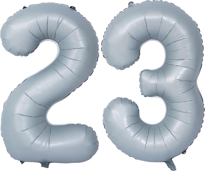 40 In Matte gray Number Balloon Helium Foil Mylar Birthday Balloon Digit 23 | by Exquisitehighqualitypartydecorationstomeetyoureveryneed%EF%BC%81