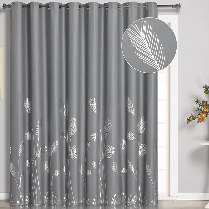 Grey Blackout Curtain for Dining Room 100W x 96L Inch Long Thermal Insulated by ESTELARTEXTILER