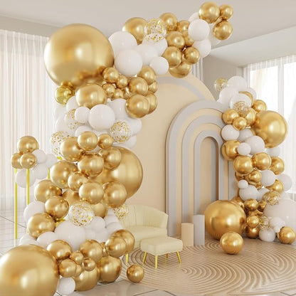 White and Gold Balloons Arch Kit, Baby Shower, Birthday Party Decorations by PATYDECRO