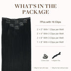 GOO GOO Clip in Hair Extensions Real Human Hair, Remy Human Hair Extensions Clip ins for Women, Natural Human Hair, 26inch 180g 7Pcs, #1 Jet Black