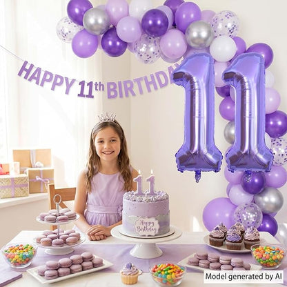 Purple Number 11 Balloon 40 Inch, Large Metallic Foil Number 11 Balloons - Image 2
