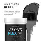 Blond Plex Extreme Lifting 10X Levels - Black/Charcoal Dust Free Lightener Powder Cool-Toned & Bright Finish - Made in Italy 500g / 17.63oz