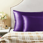 BEDELITE Satin Pillowcase with Zipper, Plum Purple Pillow Cases Queen Size Set of 2, Super Soft and Cooling Similar to Silk Pillow Cases, Gift for Women Men(20x30 Inches)