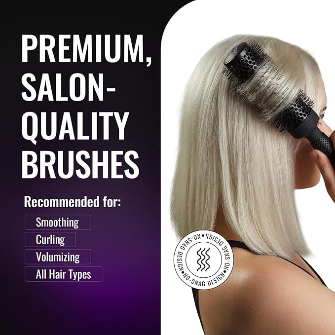 ERGO Ceramic Ionic Round Brush for Blow Out - Salon Quality Hair Brushes for Women - Roller Brush for Blow Drying, Wet and Dry Hair Styling, Volumizing Hair Care - ER53: 2"