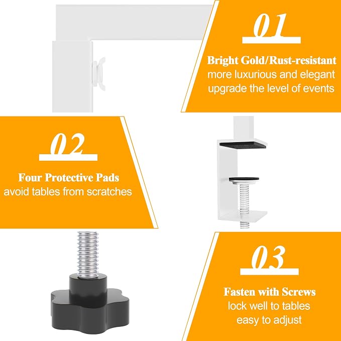 Over Table Rod Stand with Clamp 2 Pack White Table Arch Banner Stand | - Image 4