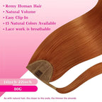 Ve Sunny Hair Extensions Ponytail Real Human Hair Wrap Around Clip in Ponytail Hair Extensions Straight Extensions Human Hair for Women Copper 20inch 80G