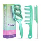 Curly Hair Brush & Curl Defining Brush – Easily Detangles Knots with Less Pulling – Styles Wet or Dry Hair, Tames Frizz for All Curl Types (Green 3Pcs)