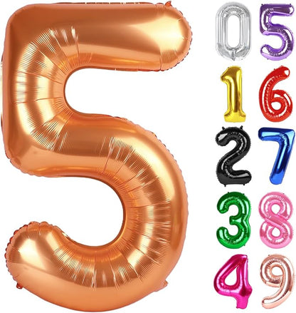 Orange Number 5 Balloon 40 Inch, 5th Birthday Party Decorations Men Women | by IWERP