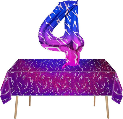 2pcs Purple Demon 54''x108'' Birthday Tablecloth and 40 Inches Number 4 Hunters - Image 3