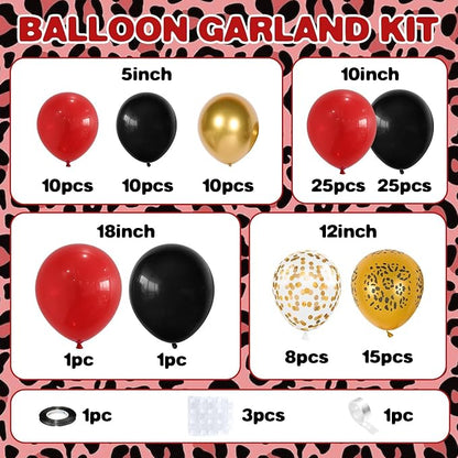 Red and Black Cheetah Print Balloons Arch Kit - Image 2