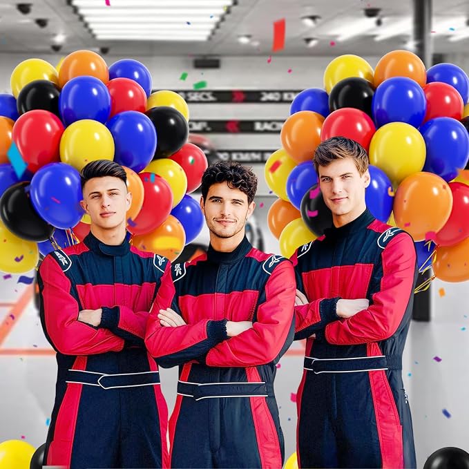 60pcs Race Car Balloons with 12inch Black Blue Yellow Red Orange Balloons | - Image 5