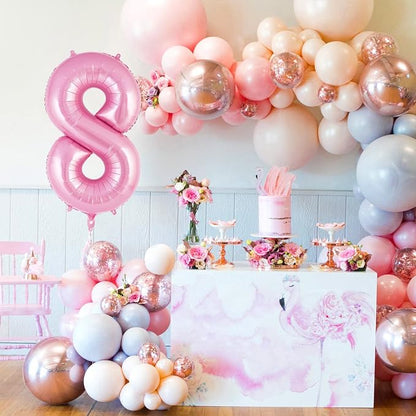 Pink Number 8 Balloon 40 Inch, Big Large Foil Helium Number Balloons, Jumbo - Image 2
