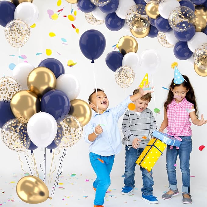 Patimate Navy Blue Gold Balloons Set - Image 2