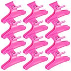 Ondder Hot Pink Hair Clips for Styling Sectioning Butterfly Pro Hair Claws Clamps Clips for Cutting, Styling, Sectioning, Coloring Hair Styling Claw Clips Hair Accessories