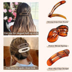 5 Pcs Flat Hair Clips, Medium Lay Flat Claw Clips for Women Girls,Strong Hold Non-slip Matte Hair Claws for Thick Thin Hair(Black&Tortoise)