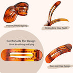 8 PCS Flat Hair Clips, 3 Styles Large Flat Claw Clips for Women, French Strong Hold Non-slip Duckbill Hair Claws for Thin Thick Hair (Tortoise)