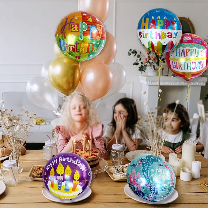 24 Pcs Happy Birthday Foil Balloons 18 inch Round Helium Floating Mylar Balloon - Image 6