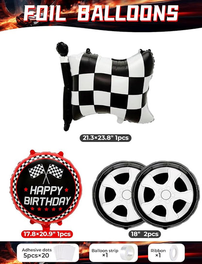 Race Car Balloon Arch Garland Kit, Race Car Birthday Party Decor | 103 Pcs Red - Image 3