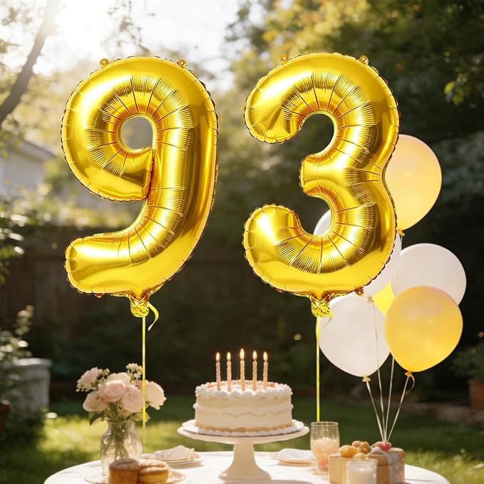 40 Inch Number 93 Balloons for 93rd Birthday Party Decorations, 0-100 Gold - Image 3