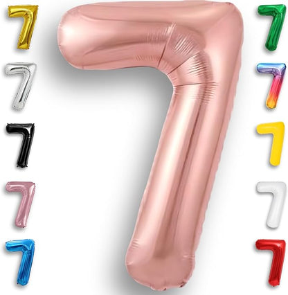 Rose Gold Number Balloon 7 Mylar Foil Macaron Balloons 16 inch by Unknown