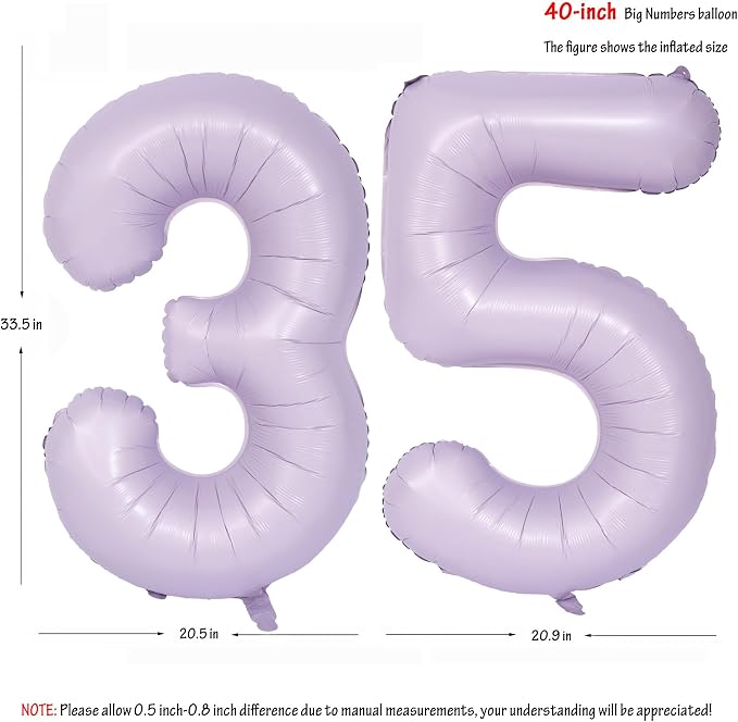40 In Matte Purple Number Balloons Helium Foil Mylar Balloon Digital 35 | - Image 2
