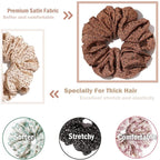 IVARYSS Extra Large Scrunchies for Women's Hair, Premium Satin Soft Jumbo Scrunchy, XL 6 inch Big Elastic Thick Band Hair Accessories, 4 Pack, Dots