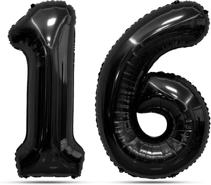 Black Number Balloons 16 Balloon Numbers 16th Number Balloon Foil Mylar Party by STARKET