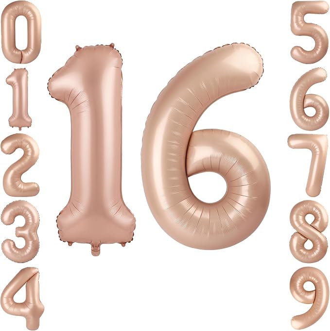 40 Inch Caramel Foil Number 16 Balloon by TNCDJKPA