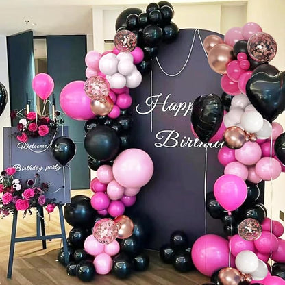 MEBAY Hot Pink Black and Gold Balloon Arch Kit - Image 5