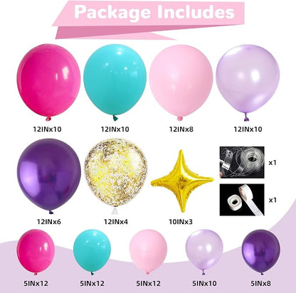 HILAVO Pink Purple Blue Balloon Arch Kit Teal Hot Pink Metallic Purple Party - Image 2