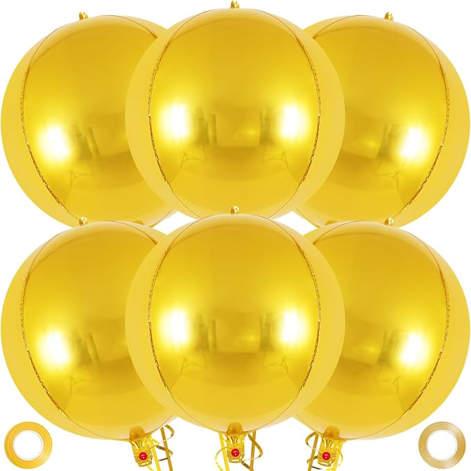 Metallic Gold Balloons, 22 Inch Large Sphere Round Balloons by AIQINHU