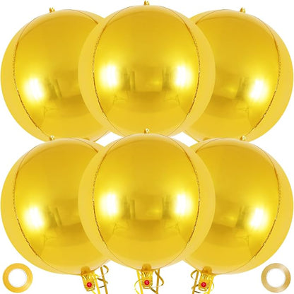 Metallic Gold Balloons, 22 Inch Large Sphere Round Balloons by AIQINHU