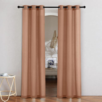 NICETOWN Terracotta Linen Doorway Curtains 80 inches Long, Grommet Thick Linen by NICETOWN