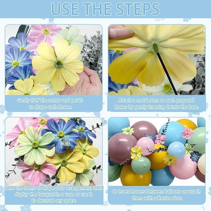 Blue Green Pink Balloon Arch - Image 5