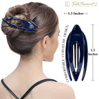 RC ROCHE 6 Pcs Flat Hair Clips Big Claw for Thick Hair French Duckbill Women No Slip Side Slide Curved Alligator Concord Strong Grip Hold Volume Lay Down Clamp, Small Classic Multicolor