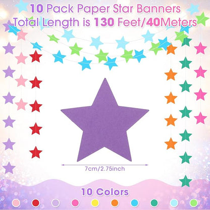 Patelai Glitter Star Garland Banner 2026 Party Decor 130 Feet Star Hanging - Image 2
