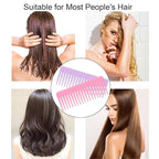 Wide Tooth and Large Detangling Comb Set for Long, Curly, Wet Hair - No Handle Styling, Shampoo & Detangling Combs (2 Pieces - Pink, Purple)