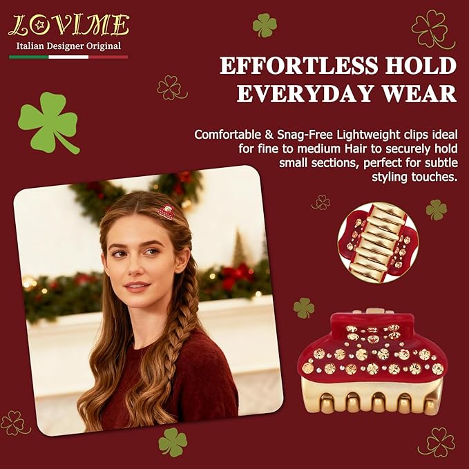 2026 Premium Durable Hair Claw Clip for Women, Original Italian Designed Strong Grip Hair Clips for Normal Fine Thin Hair, No Slip Jaw Clips with Gift Box for Christmas Birthday Girls, 1.2 Inch Red