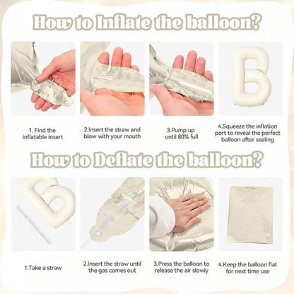 Biapian 40 Inch OH BABY Letter Balloons, Big Beige Foil Balloons - Image 9