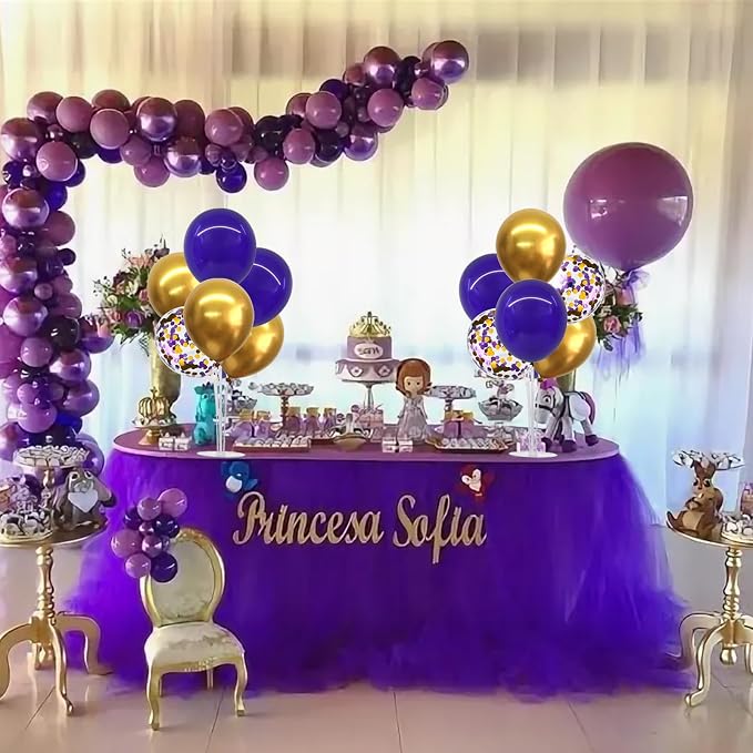 TONIFUL 4 Set Purple Gold Balloon Stand Balloon Centerpieces - Image 5