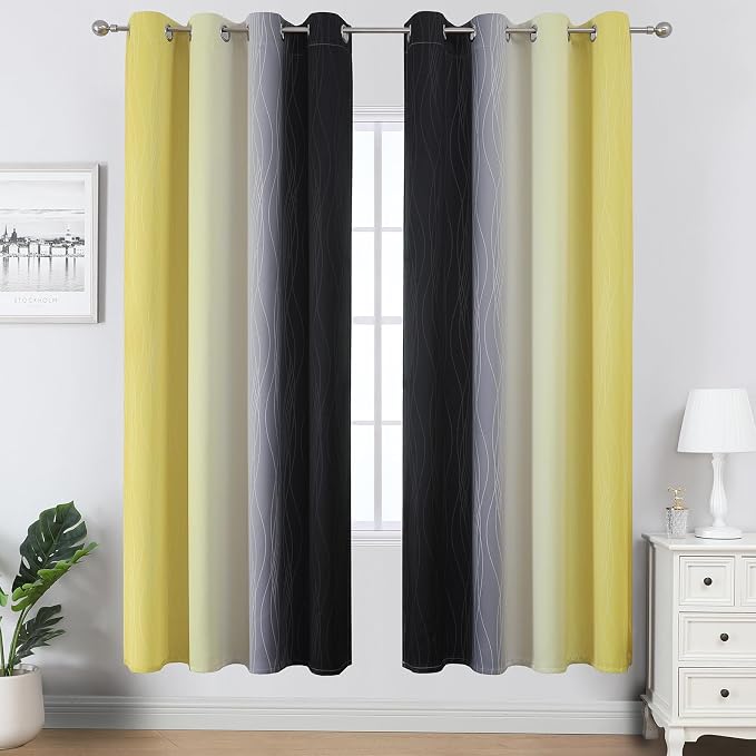 Black and Yellow Blackout Curtains - Image 2