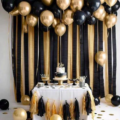 4 Gold Black Crepe Paper Streamers, 328ft Pack of Party Decorations | Each roll - Image 5