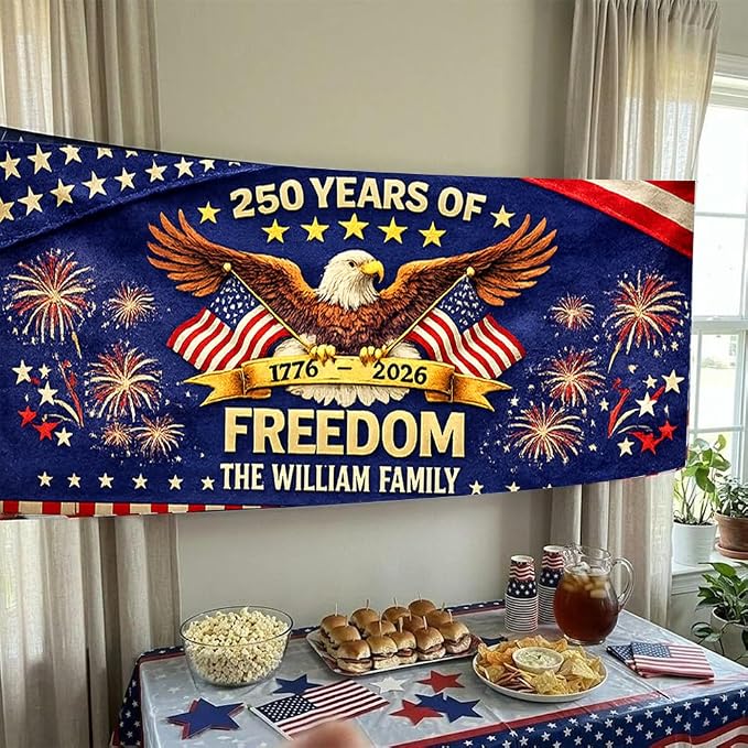 Personalized 250 Years of Freedom USA Banner 1776-2026, Patriotic American - Image 4