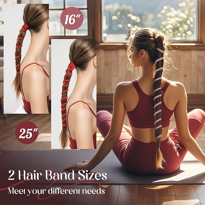 3 Packs Ponytail Holders Hair Ties for Women, Spiral Pony Tails Elastic Braided Hair Holders for Gym Swimming Sports (3pcs25"colorful29)