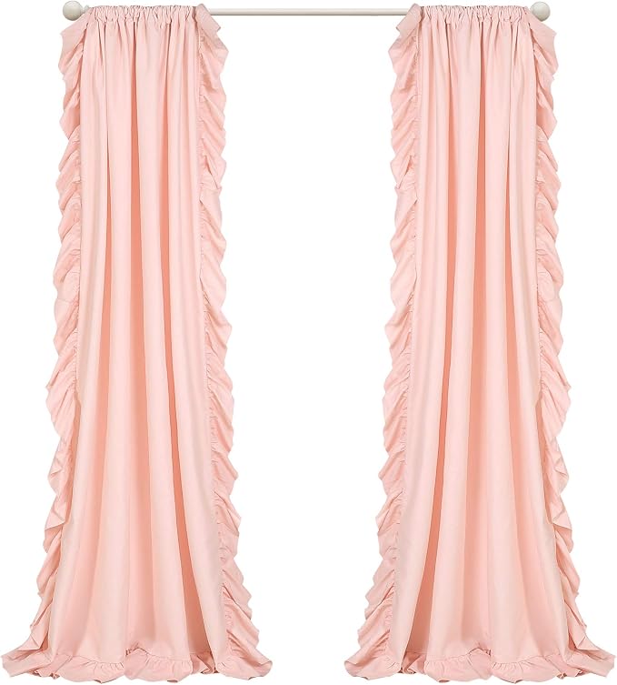 Lush Decor Reyna Ruffle Window Curtain Panel Set, Blush Pink - Image 9