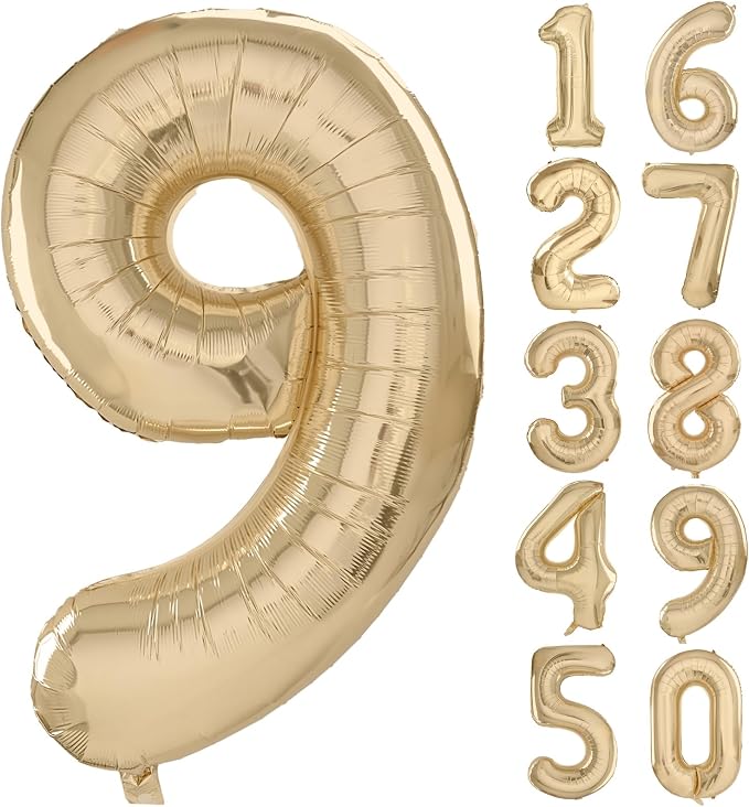 40 inch White Gold Number Balloon Giant Foil Helium Balloons Champagne Gold by Yeodong