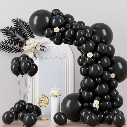 Voircoloria 130pcs Black Balloons Garland Arch Kit, 18 12 10 5 Inch | by Voircoloria