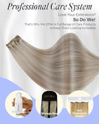 Full Shine Ash Blonde Clip in Hair Extensions Human Hair Thick Ash Blonde Highlighted Clip in Extensions for DIY 22 Inch 150 G 7 Pcs